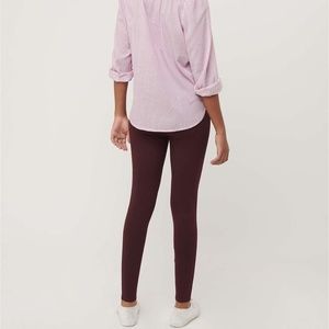 LOFT Burgundy Heathered Seamed Ponte Leggings
